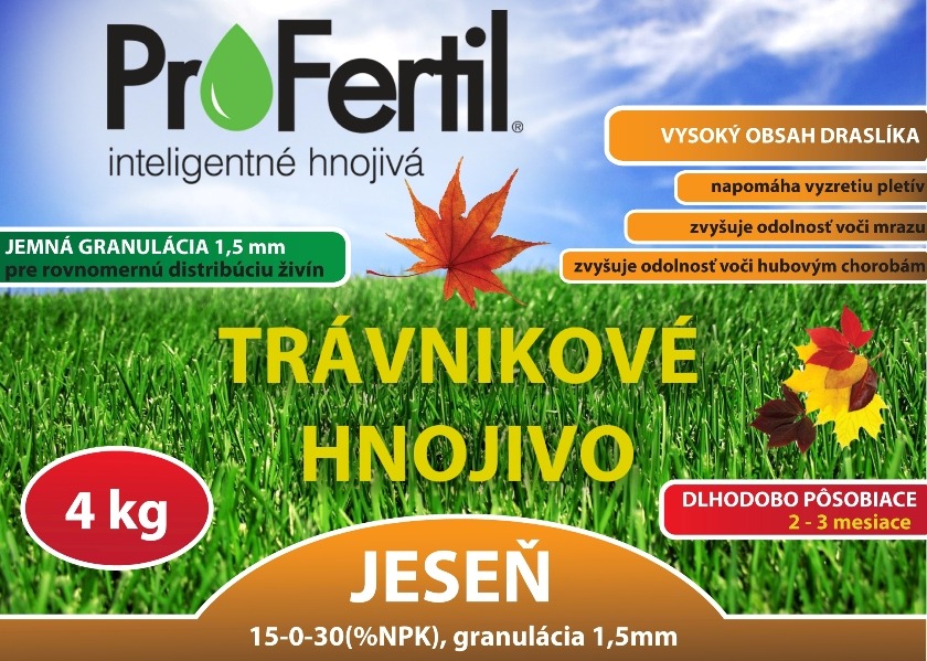 Hnojivo ProFertil Jeseň 15-0-30, 2-3 mesačné (4kg)
